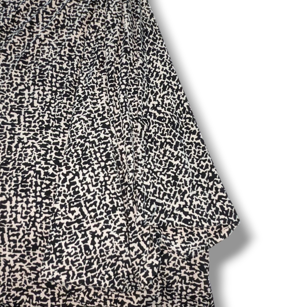 Lauren Ralph Lauren Black White Printed Ruched A Line Jersey Knit Dress Size 8 - Picture 4 of 12